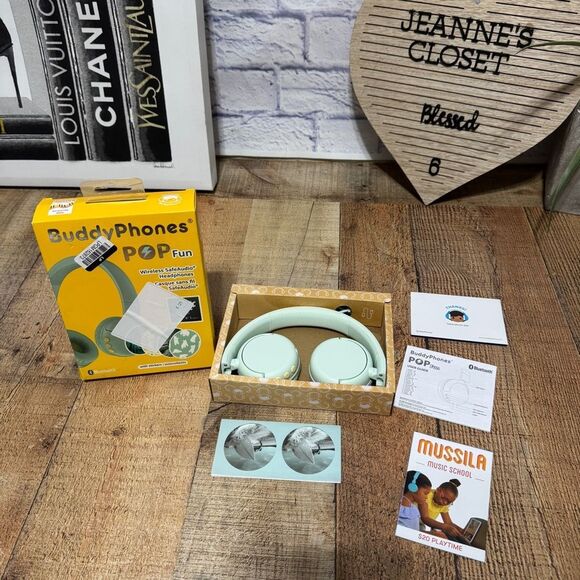 Buddy Phones Pop Fun headphones in green wireless new - Picture 4 of 8